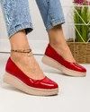 Pantofi casual dama piele naturala lucioasa rosii cu inchidere slip-on PC150 2