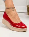 Pantofi casual dama piele naturala lucioasa rosii cu inchidere slip-on PC150 3