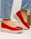 Pantofi casual dama piele naturala lucioasa rosii cu inchidere slip-on PC150 4