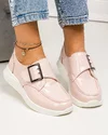 Pantofi casual dama piele naturala lucioasa roz cu inchidere scai T-5010 3