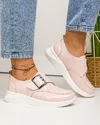 Pantofi casual dama piele naturala lucioasa roz cu inchidere scai T-5010 4