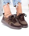 Pantofi casual dama piele naturala maro cu insertie piele intoarsa T-2651 3