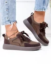 Pantofi casual dama piele naturala maro cu insertie piele intoarsa T-2651 4