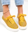 Pantofi casual dama piele naturala mustar cu model perforat JY3230 3