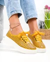 Pantofi casual dama piele naturala mustar cu model perforat JY3230 4