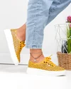 Pantofi casual dama piele naturala mustar cu model perforat JY3230 6