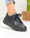 Pantofi casual dama piele naturala negri captusiti cu inchidere sireturi F001-872 2