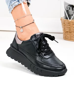 Pantofi Casual - Pantofi casual dama piele naturala negri captusiti F001-892