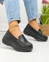 Pantofi casual dama piele naturala negri ci inchidere slip-on si talpa groasa F002-295 2