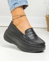 Pantofi casual dama piele naturala negri ci inchidere slip-on si talpa groasa F002-295 3