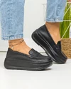 Pantofi casual dama piele naturala negri ci inchidere slip-on si talpa groasa F002-295 1