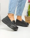 Pantofi casual dama piele naturala negri ci inchidere slip-on si talpa groasa F002-295 5