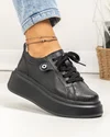 Pantofi casual dama piele naturala negri cu accesoriu lateral T-5807 3