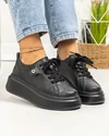 Pantofi casual dama piele naturala negri cu accesoriu lateral T-5807 4