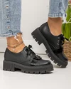 Pantofi casual dama piele naturala negri cu accesoriu piele lucioasa PC820 4