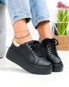 Pantofi casual dama piele naturala negri  cu auriu perforati T6042 4