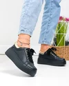 Pantofi casual dama piele naturala negri  cu auriu perforati T6042 5