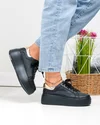 Pantofi casual dama piele naturala negri  cu auriu perforati T6042 3