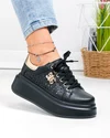 Pantofi casual dama piele naturala negri cu auriu si model perforat T6043 4