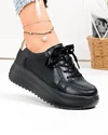 Pantofi casual dama piele naturala negri cu auriu T-2008 1