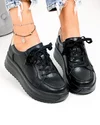 Pantofi casual dama piele naturala negri cu auriu T-2008 3