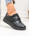 Pantofi casual dama piele naturala negri cu inchidere scai si varf rotund T6086 4