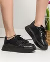 Pantofi casual dama piele naturala negri cu inchidere siret AW2023-15-A 3