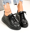 Pantofi casual dama piele naturala negri cu inchidere siret si cusatura decorativa AW2023-26 3