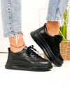 Pantofi casual dama piele naturala negri cu inchidere siret si cusatura decorativa AW2023-26 4