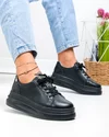 Pantofi casual dama piele naturala negri cu inchidere sireturi AW468 1