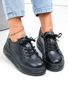 Pantofi casual dama piele naturala negri cu inchidere sireturi AW468 3