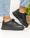 Pantofi casual dama piele naturala negri cu inchidere sireturi AW469 4