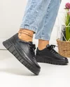 Pantofi casual dama piele naturala negri cu inchidere sireturi AW469 5