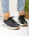 Pantofi casual dama piele naturala negri cu inchidere sireturi F001-770 1