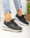 Pantofi casual dama piele naturala negri cu inchidere sireturi F001-770 3