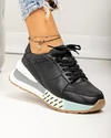 Pantofi casual dama piele naturala negri cu inchidere sireturi F001-770 4