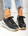 Pantofi casual dama piele naturala negri cu inchidere sireturi F001-770 5