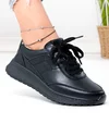 Pantofi casual dama piele naturala negri cu inchidere sireturi F001-973 3