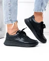 Pantofi casual dama piele naturala negri cu inchidere sireturi F001-973 4
