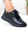 Pantofi casual dama piele naturala negri cu inchidere sireturi F001-977 1