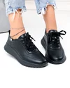 Pantofi casual dama piele naturala negri cu inchidere sireturi F001-977 3