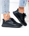 Pantofi casual dama piele naturala negri cu inchidere sireturi F001-977 4