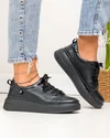 Pantofi casual dama piele naturala negri cu inchidere sireturi JY3285 5