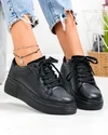 Pantofi casual dama piele naturala negri cu inchidere sireturi PC206 5