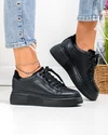 Pantofi casual dama piele naturala negri cu inchidere sireturi PC206 1