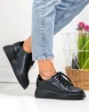 Pantofi casual dama piele naturala negri cu inchidere sireturi PC206 6