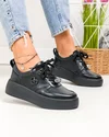 Pantofi casual dama piele naturala negri cu inchidere sireturi si aplicatii F002-452 4