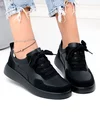 Pantofi casual dama piele naturala negri cu inchidere sireturi T-2651 3