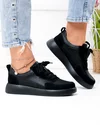 Pantofi casual dama piele naturala negri cu inchidere sireturi T-2651 4