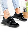 Pantofi casual dama piele naturala negri cu inchidere sireturi T-8077 2